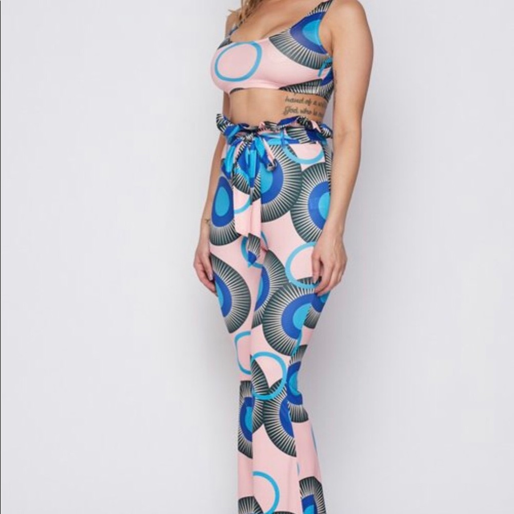 Soft pink two piece pants set